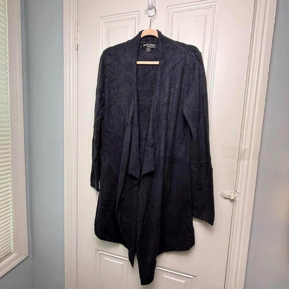 Barefoot Dreams CozyChic Lite Drape Front Bamboo Sweater L/XL Black NWOT